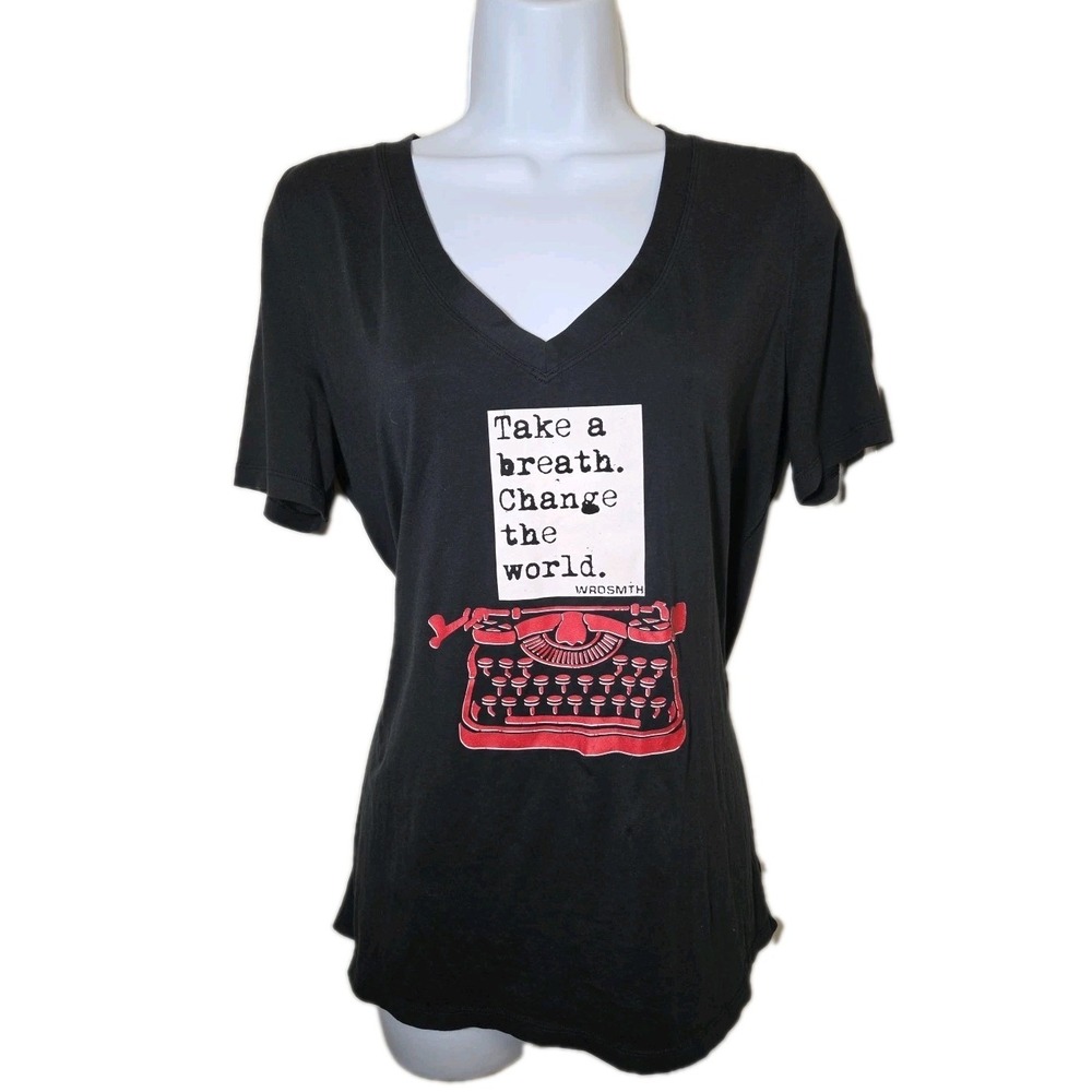 Lululemon x WRDSMTH Collaboration‎ Black Typewriter Limited Edition Shirt Sz. 8